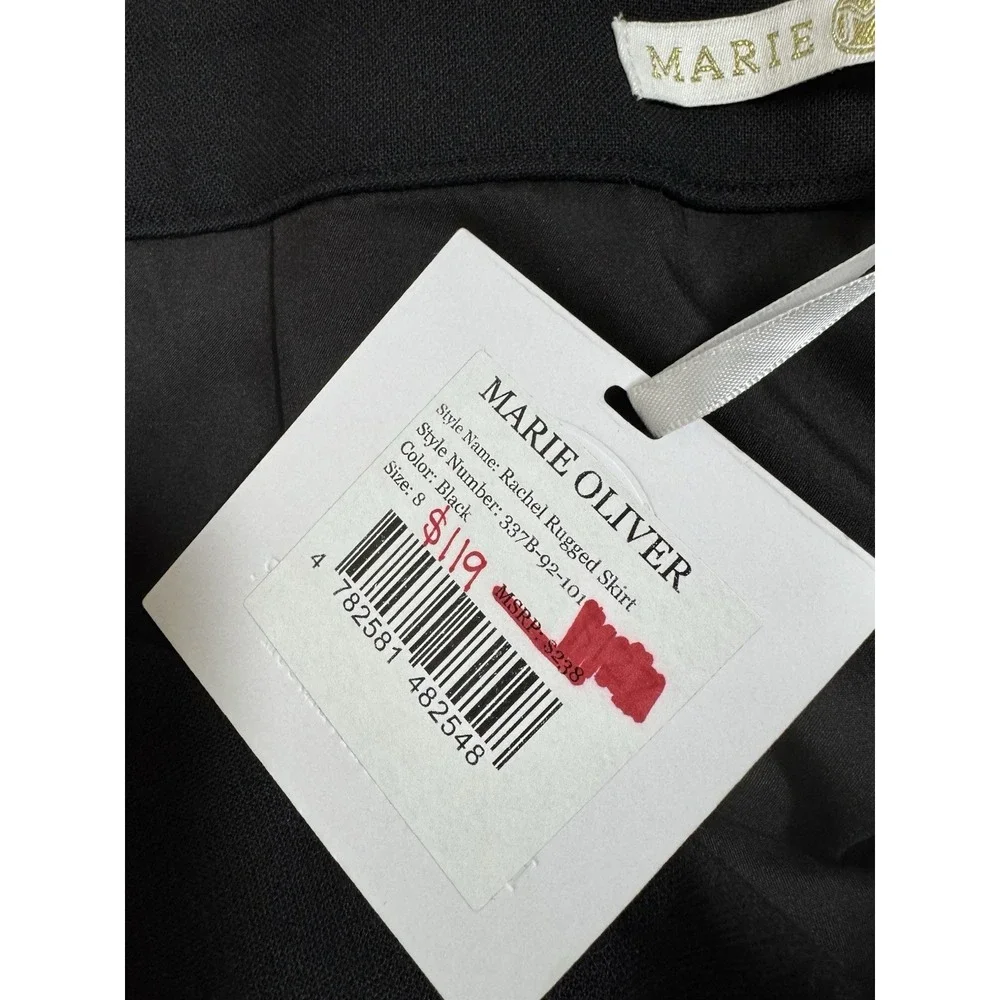 NWT Marie Oliver‎ Rachel Women's Rugged Ruched Wool Black Skirt 8 MSRP $238